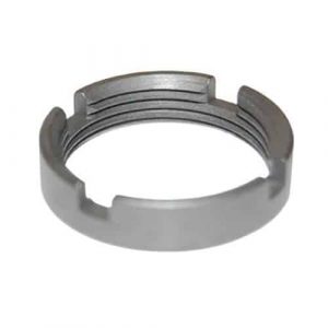 Precision-engineered AR-15 castle nut with split design, securing buffer tube, preventing rotation.