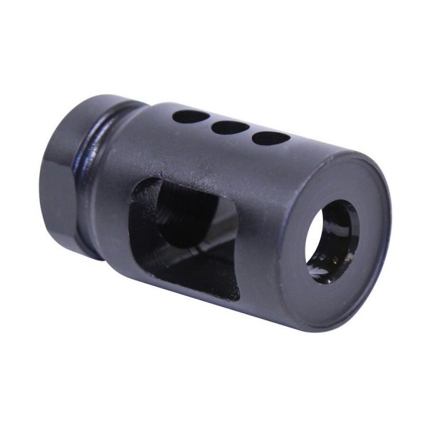 9mm AR steel muzzle brake with precision ports for recoil and muzzle rise control.