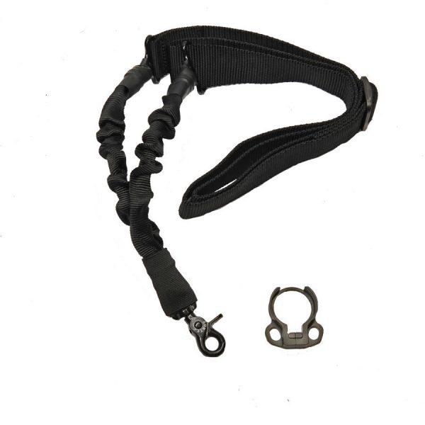 Deluxe Black Tactical Bungee Sling with Quick-Detach Hook and Adapter.