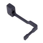 Matte black AR-15 bolt catch release attachment with angular, robust design for enhanced firearm control.