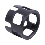 Black anodized aluminum tactical flashlight bezel with threaded attachment and protective cage-like design.