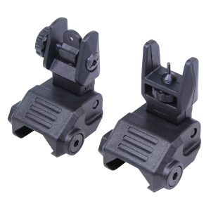 Guntec USA AR-15 Polymer Quick Sights, durable flip-up design for tactical use.