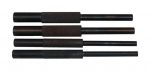 Set of four black martial arts training batons with textured grips against a white background.