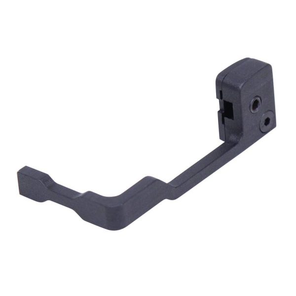 Gunmetal gray trigger guard with mounting holes, durable design for firearm protection, white background.