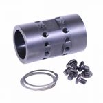 AR-15 Ultralight Handguard Barrel Nut, steel cylindrical component with threaded holes and gasket.