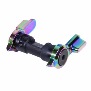 AR-15 short throw ambi safety with rainbow PVD coating.