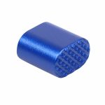 AR-15 extended magazine release button in anodized blue finish.