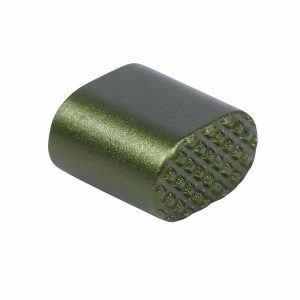 Guntec USA green anodized AR-15 extended magazine release button.