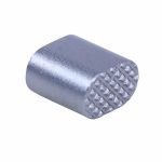 Small aluminum cylinder with textured end for industrial applications.