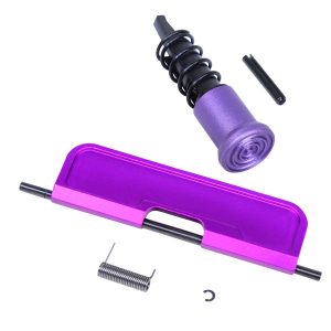 AR-15 upper completion kit with Gen 3 anodized purple dust cover.