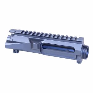 Grey anodized AR-15 billet upper receiver with Picatinny rail.