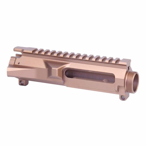 AR-15 Billet Upper Receiver in Anodized Bronze with Picatinny Rail.