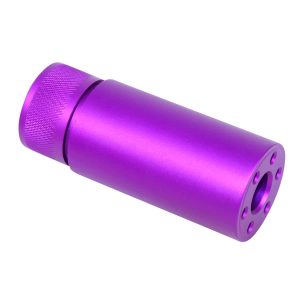 Purple AR-15 fake suppressor, 3.0 anodized, with knurled grip detail.