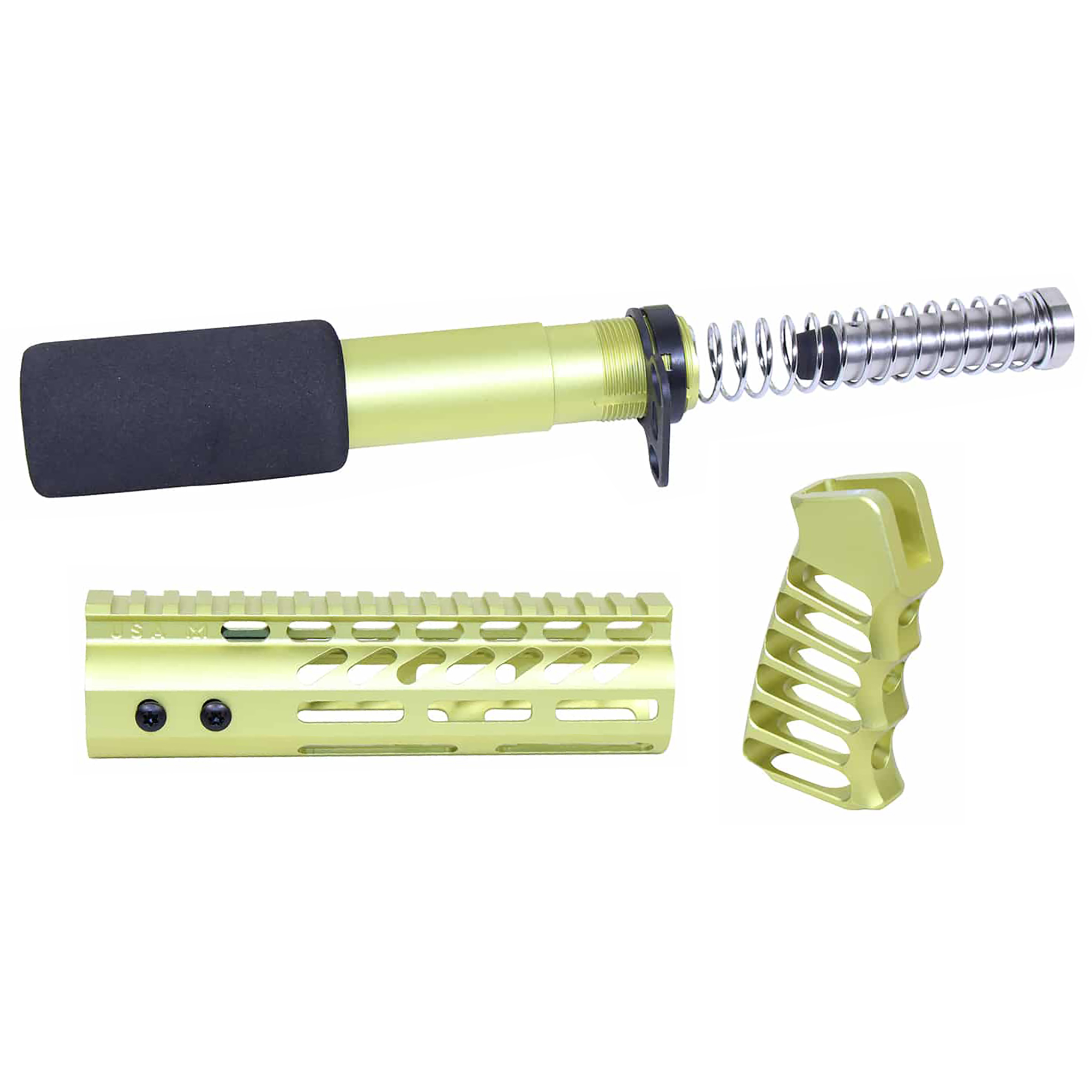 AR-PISTOL-SET-MLK-NY_TT AR-15 Pistol Furniture Set (Anodized Neon Yellow) - Image 1