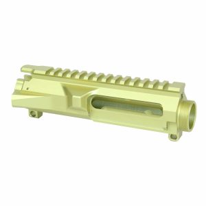 AR-15 Stripped Billet Upper Receiver in Neon Yellow with Picatinny Rail.