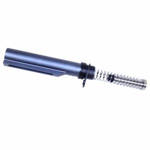 AR-15 Mil-Spec buffer tube assembly with recoil spring in anodized grey finish.