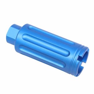 Blue anodized AR-15 Slim Line Cone Flash Can, Gen 2 with textured grip.