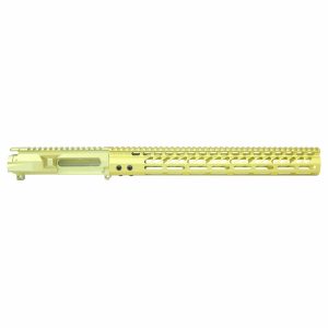 AR-15 Stripped Billet Upper Receiver & 15" Ultralight Series M-LOK Handguard Combo Set (Anodized Neon Yellow)