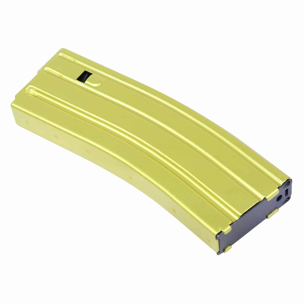 AR 5.56 Cal Aluminum 30 Rnd Mag With Anti-Tilt Follower (Anodized Neon Yellow)