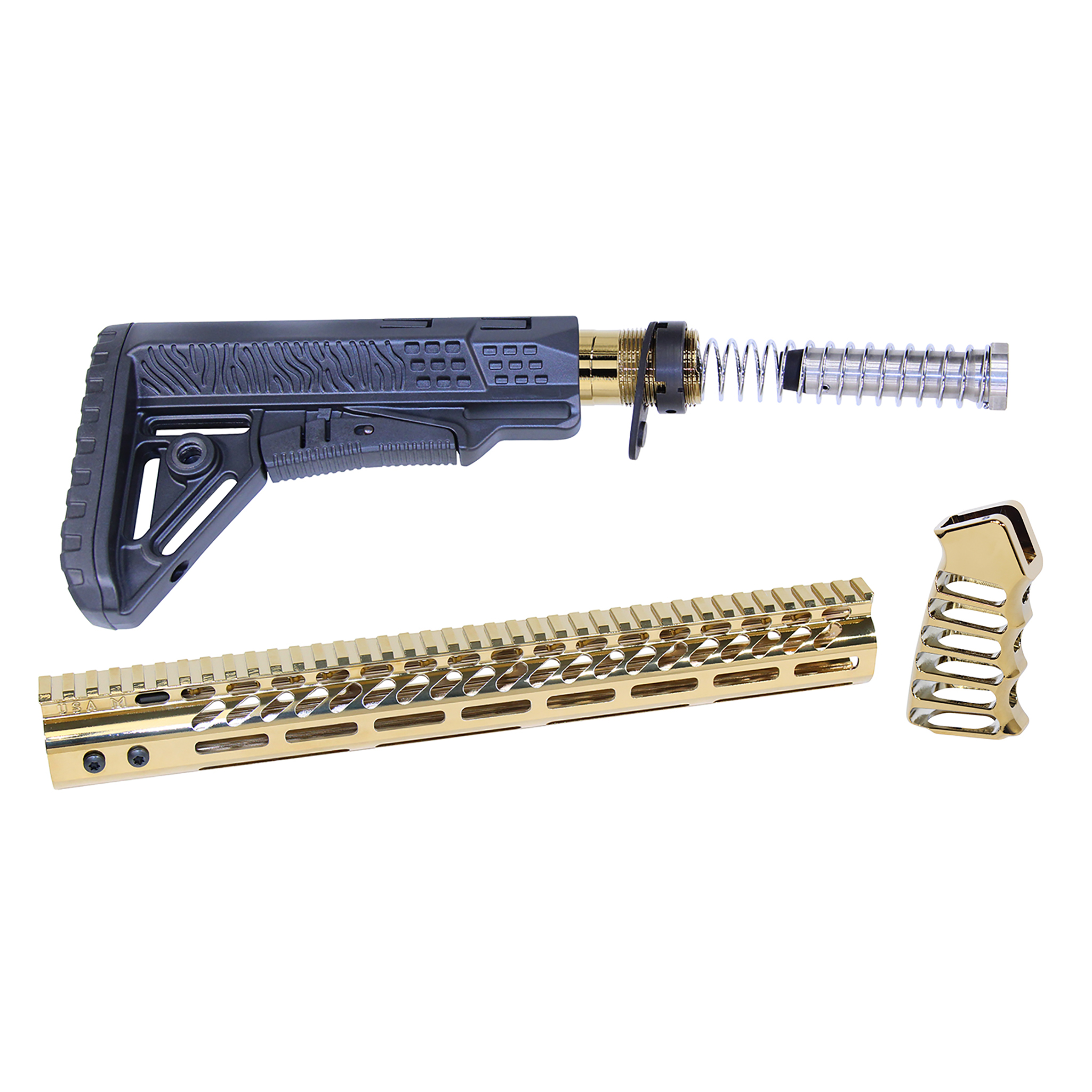 Gold Plated AR-15 Ultralight Series Complete Furniture Set for