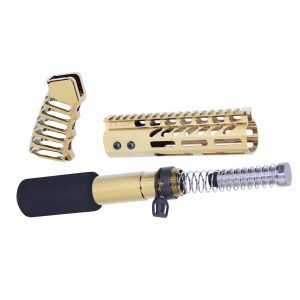 Gold-plated M-LOK micro angle grip for enhanced handling and style.