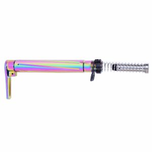 Colorful AR-15 Airlite Minimalist Stock with oil slick finish.