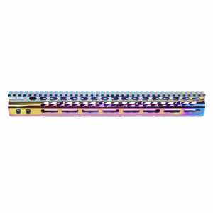 15" Ultra Lightweight Thin M-LOK Free Floating Handguard With Monolithic Top Rail (Rainbow PVD Coated)
