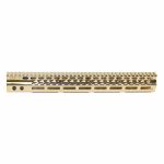 Gold 15-inch M-LOK AR-15 handguard with full-length Picatinny rail.