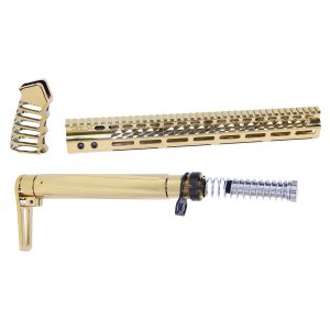 Gold-plated AR-15 Air Lite series furniture set with precision components.