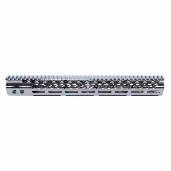 Guntec USA 15-inch Black Chrome M-LOK AR-15 Handguard with Top Rail.