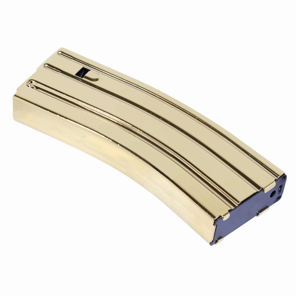 AR 5.56 Cal Aluminum 30 Rnd Mag With Anti-Tilt Follower (Gold Plated)