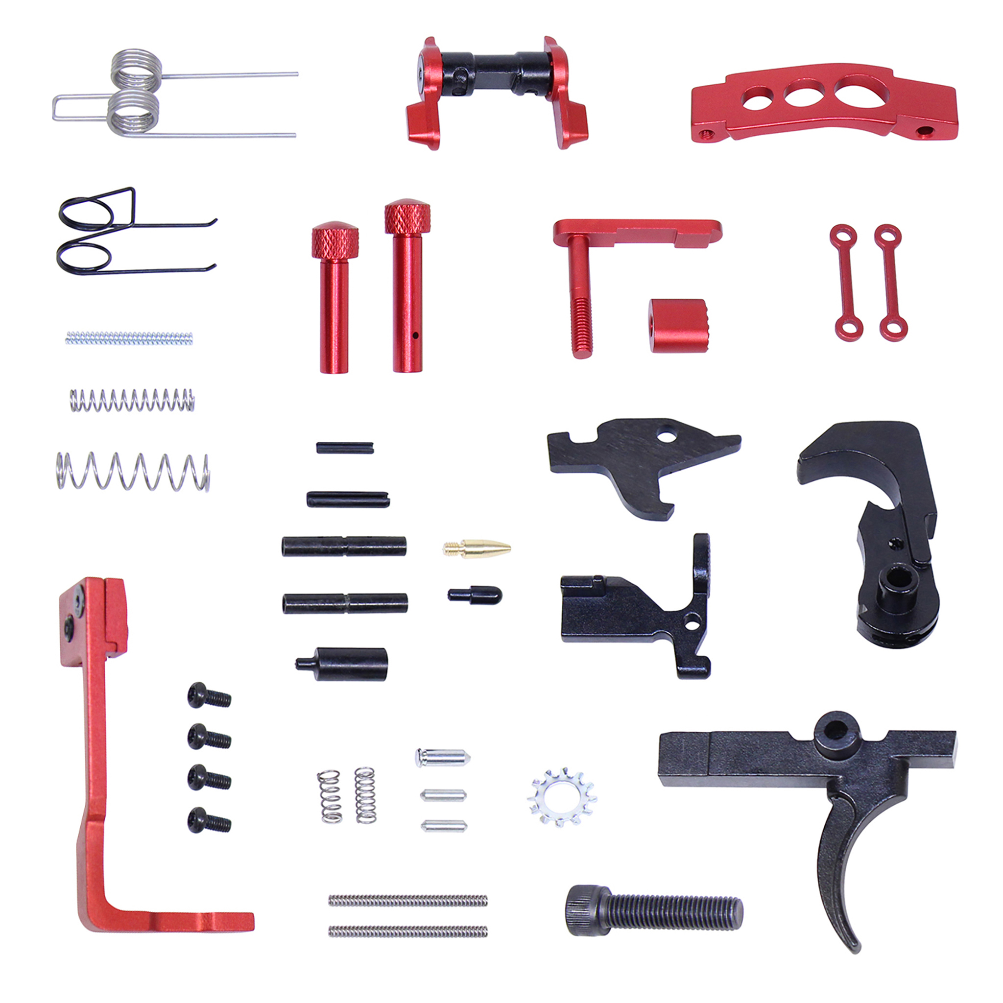 LPK-ENH-RED_TT AR-15 Enhanced Lower Parts Kit With Upgrades (Anodized Red) - Image 1