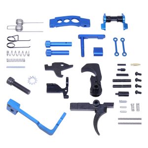 AR-15 Enhanced Lower Parts Kit in Anodized Blue.