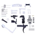 AR-15 Enhanced Lower Parts Kit components on white background.