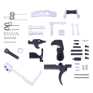 AR-15 Enhanced Lower Parts Kit components on white background.