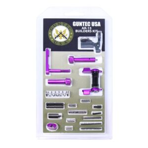 Guntec USA AR-15 Builders Kit with Purple Anodized Parts on Display.