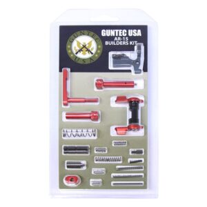 Guntec USA AR-15 Builders Kit with Red Anodized Ambi Safety Components.