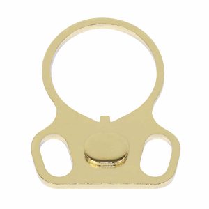 Gold-plated AR-15 Ambi Single Point Sling Adapter for enhanced gun support and handling.