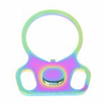 AR-15 sling adapter with rainbow PVD finish, sleek and modern.