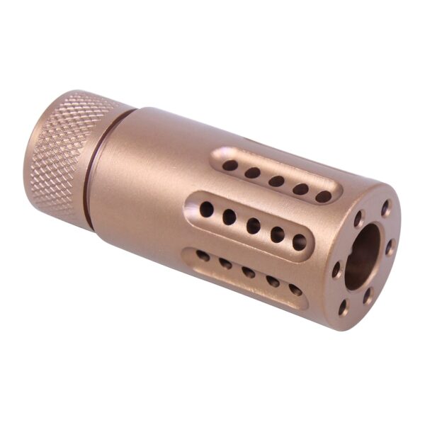 AR-15 Micro Slip Over Barrel Shroud With Multi Port Muzzle Brake (9mm) (Anodized Bronze)