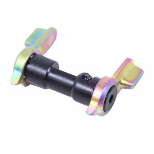 AR-15 short throw safety lever with matte rainbow PVD coating.