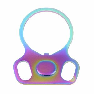 Iridescent keychain for easy beverage can opening with ergonomic design.