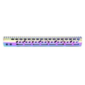 Guntec 15 M-LOK Handguard with Rainbow PVD Finish and Monolithic Top Rail.