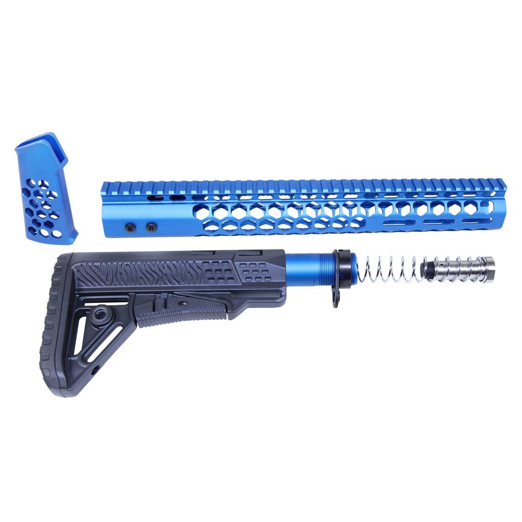 AR-10 "Honeycomb" Series Complete Furniture Set (.308 Cal) (Gen 2) (Anodized Blue)