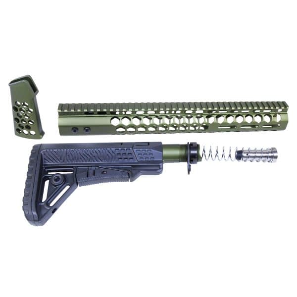 AR-10 "Honeycomb" Series Complete Furniture Set (.308 Cal) (Gen 2) (Anodized Green)