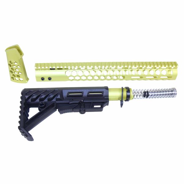 AR-15 "Honeycomb" Series Complete Furniture Set (Gen 2) (Anodized Neon Yellow)