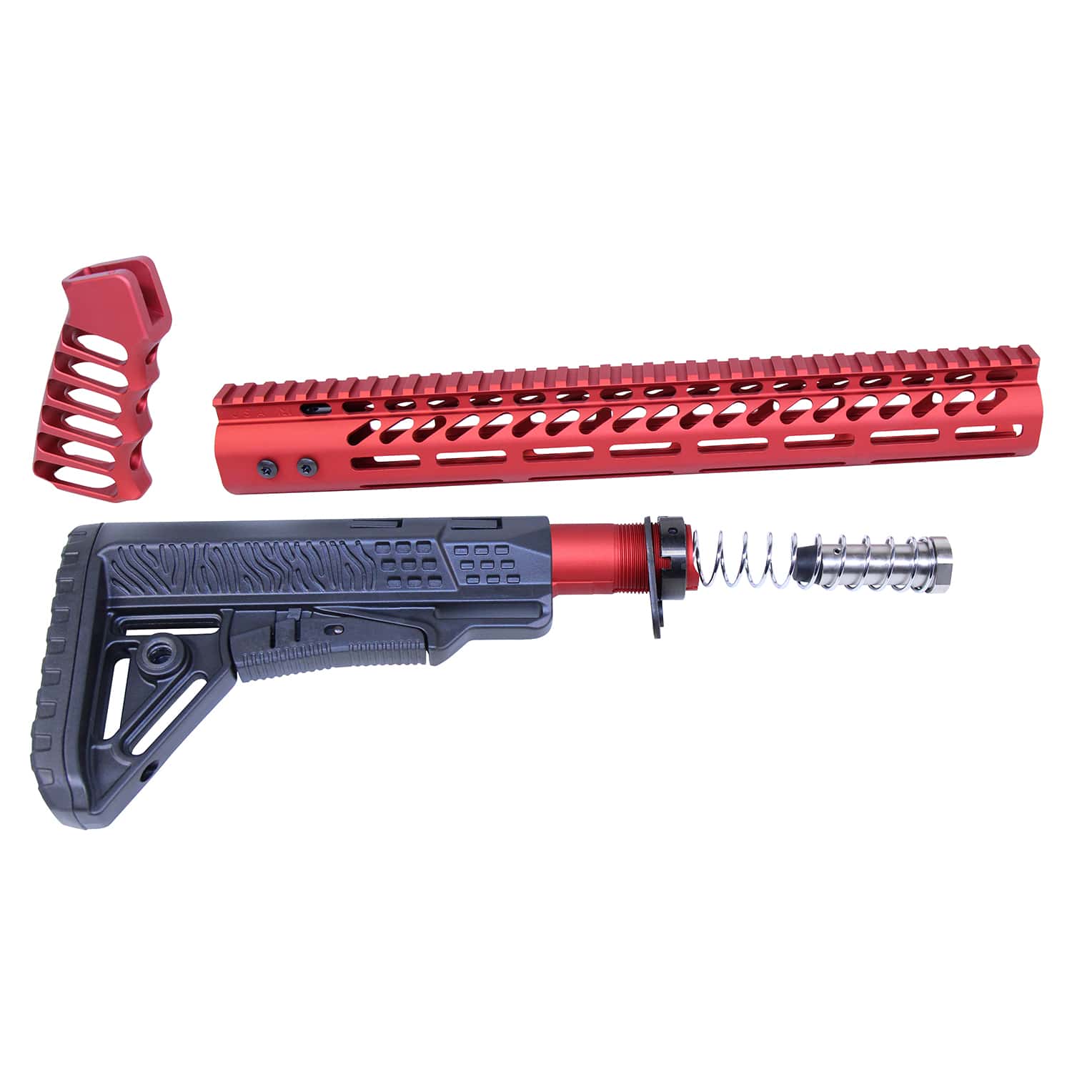 AR-10 Ultralight Series Complete Furniture Set (.308 Cal) (Anodized Red)