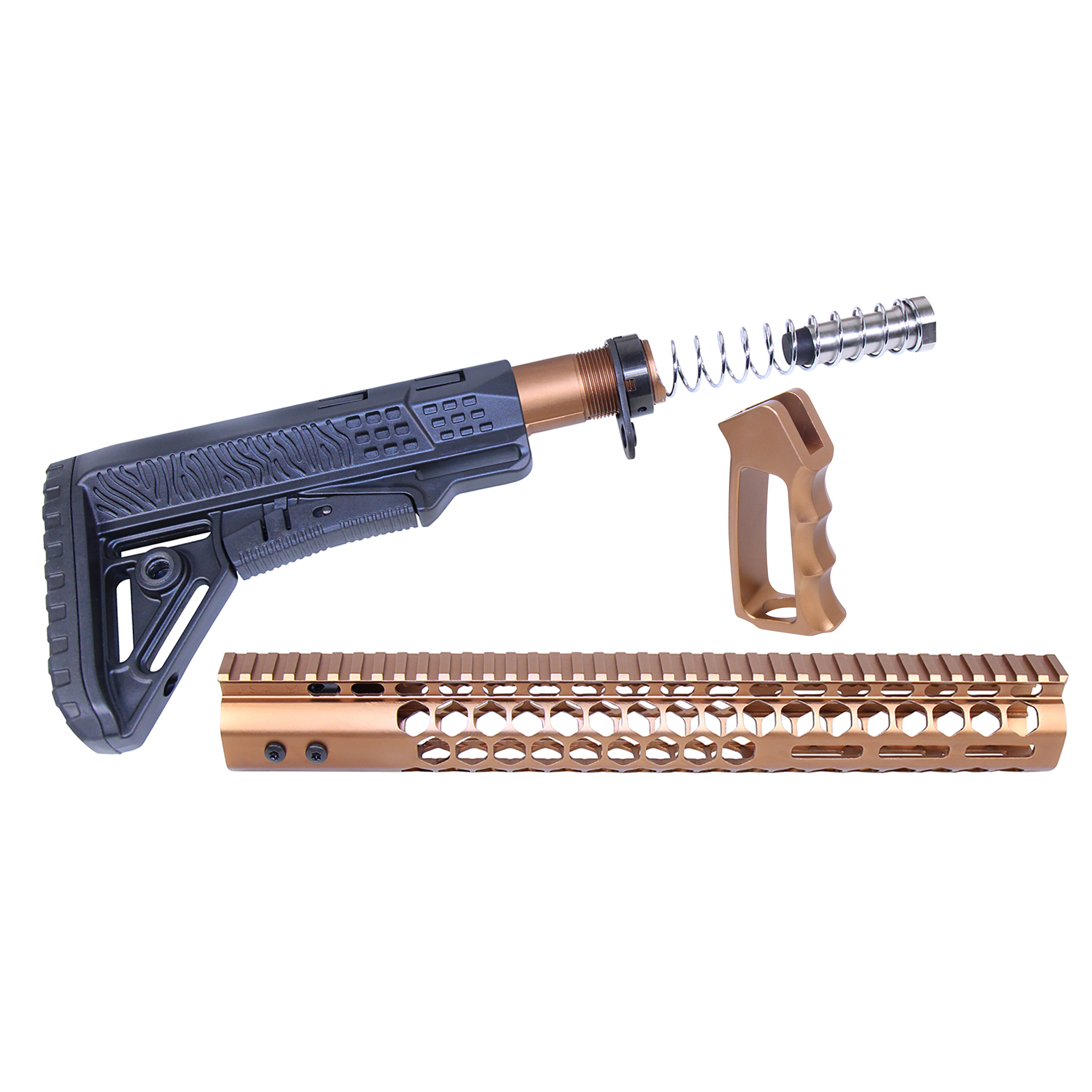 HC-SET-G2-308-BRZ_Rev2026_TT AR .308 "Honeycomb" Series Complete Furniture Set (Gen 2) (Anodized Bronze) - Image 1