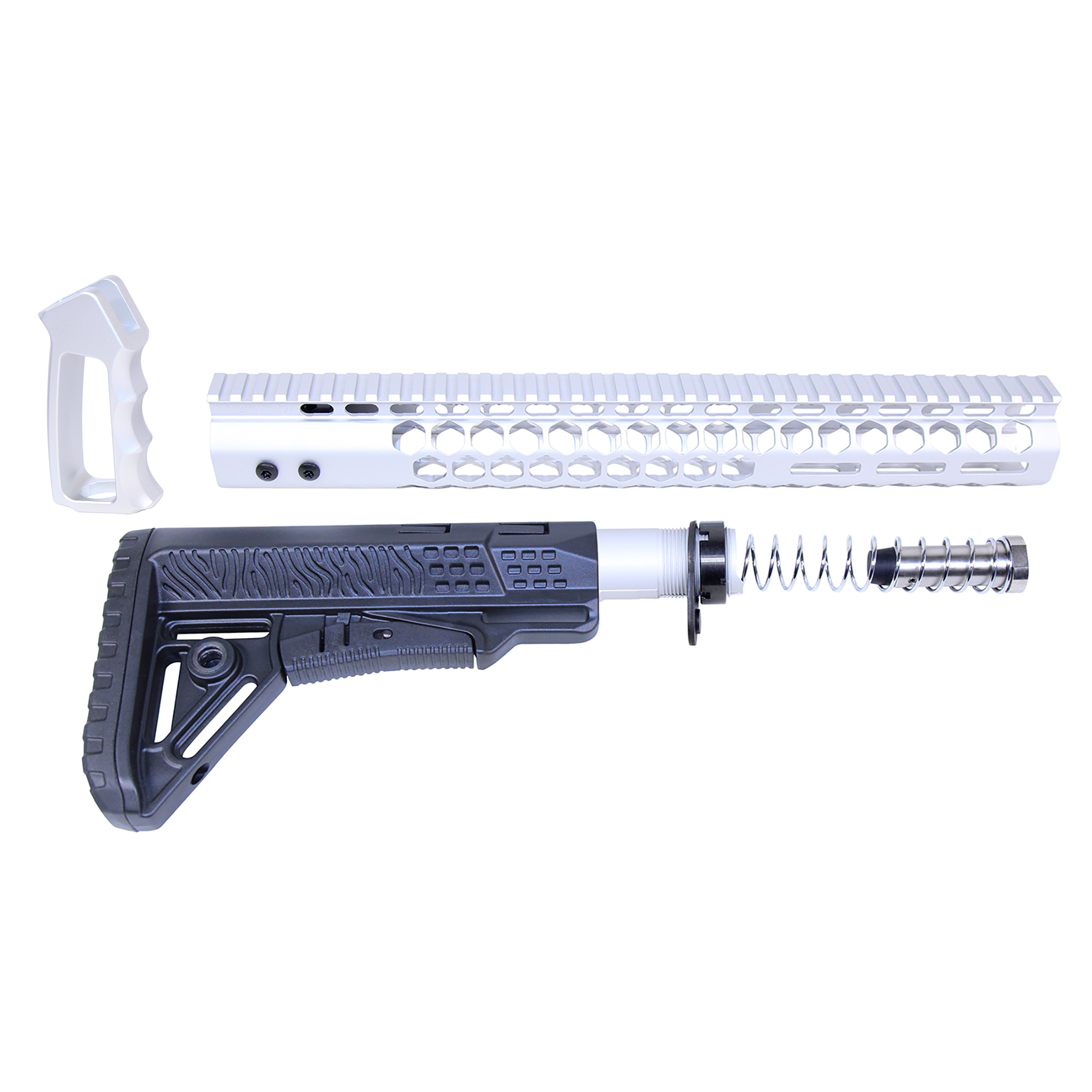 HC-SET-G2-308-CLEAR_Rev2026 AR .308 "Honeycomb" Series Complete Furniture Set (Gen 2) (Anodized Clear) - Image 1