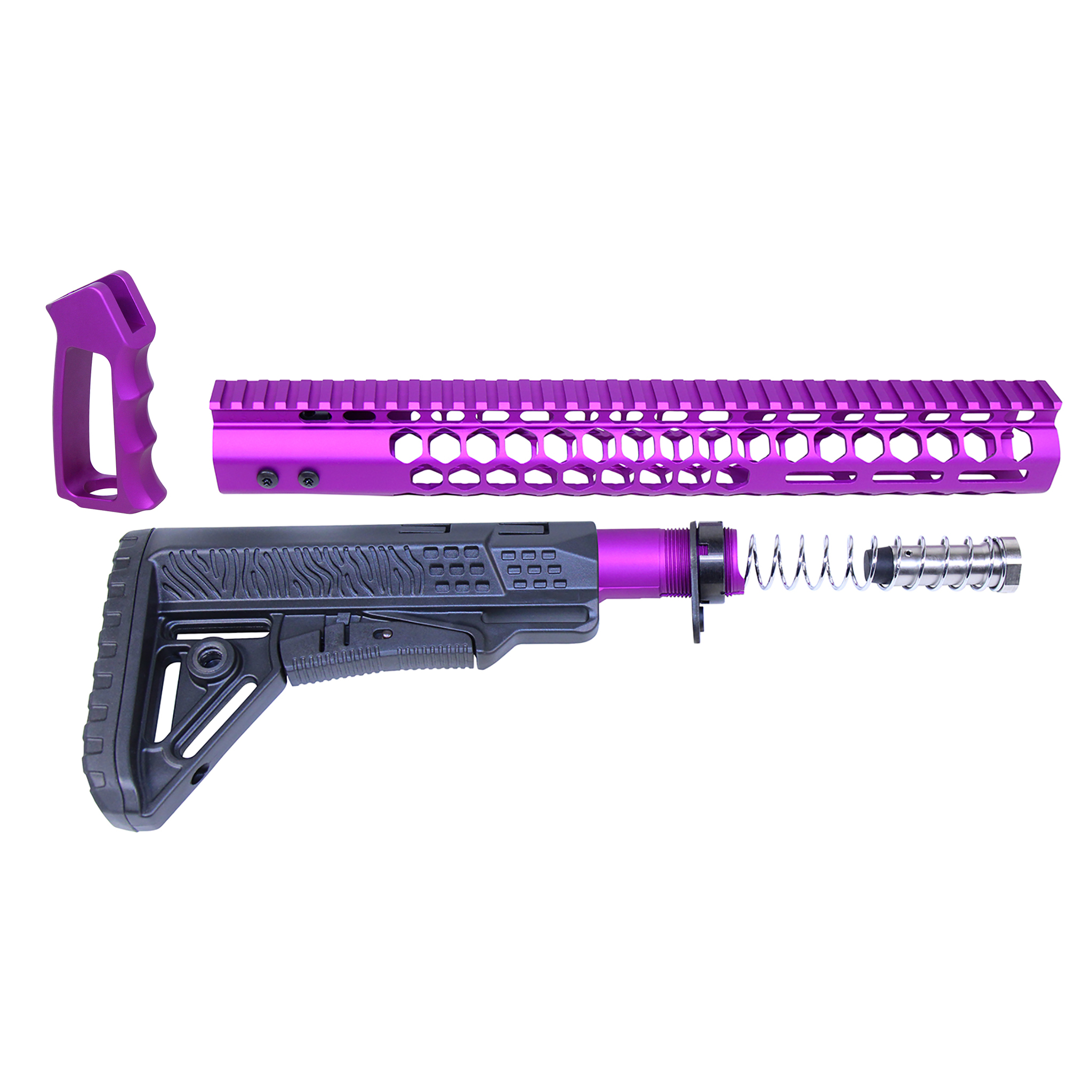 HC-SET-G2-308-PURPLE_Rev2026 AR .308 "Honeycomb" Series Complete Furniture Set (Gen 2) (Anodized Purple) - Image 1